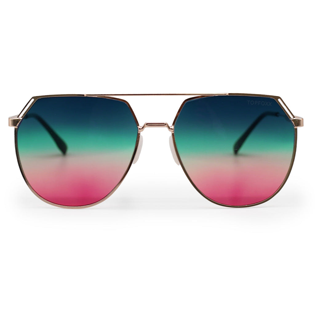 TopFoxx Farrah Pride Tangle-Free Square Aviator Sunglasses