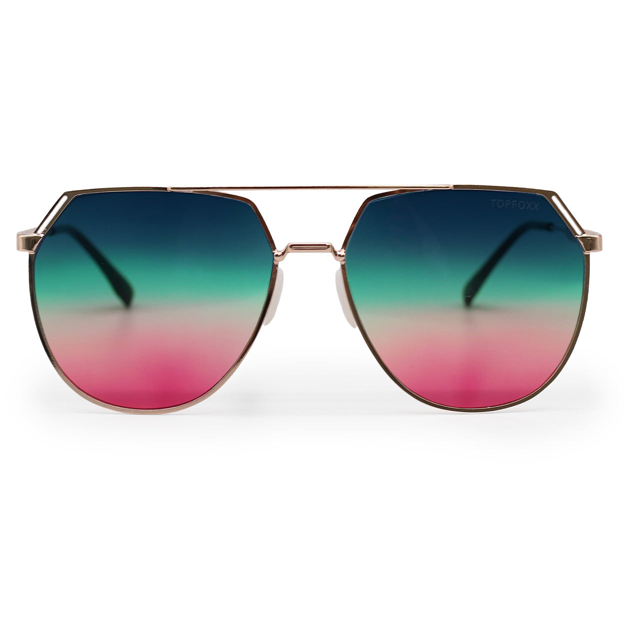 TopFoxx Farrah Pride Tangle-Free Square Aviator Sunglasses