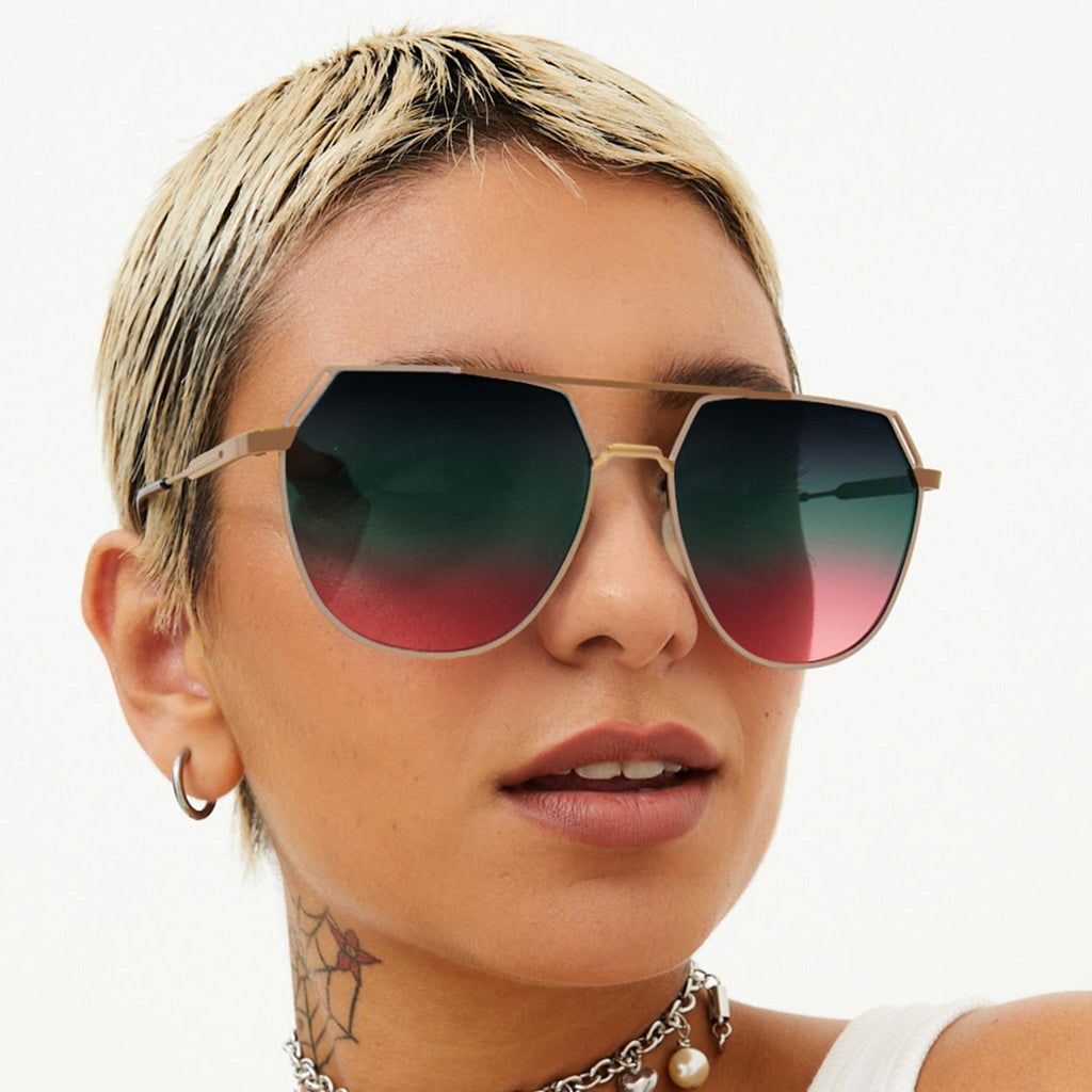 TopFoxx Farrah Pride Tangle-Free Square Aviator Sunglasses