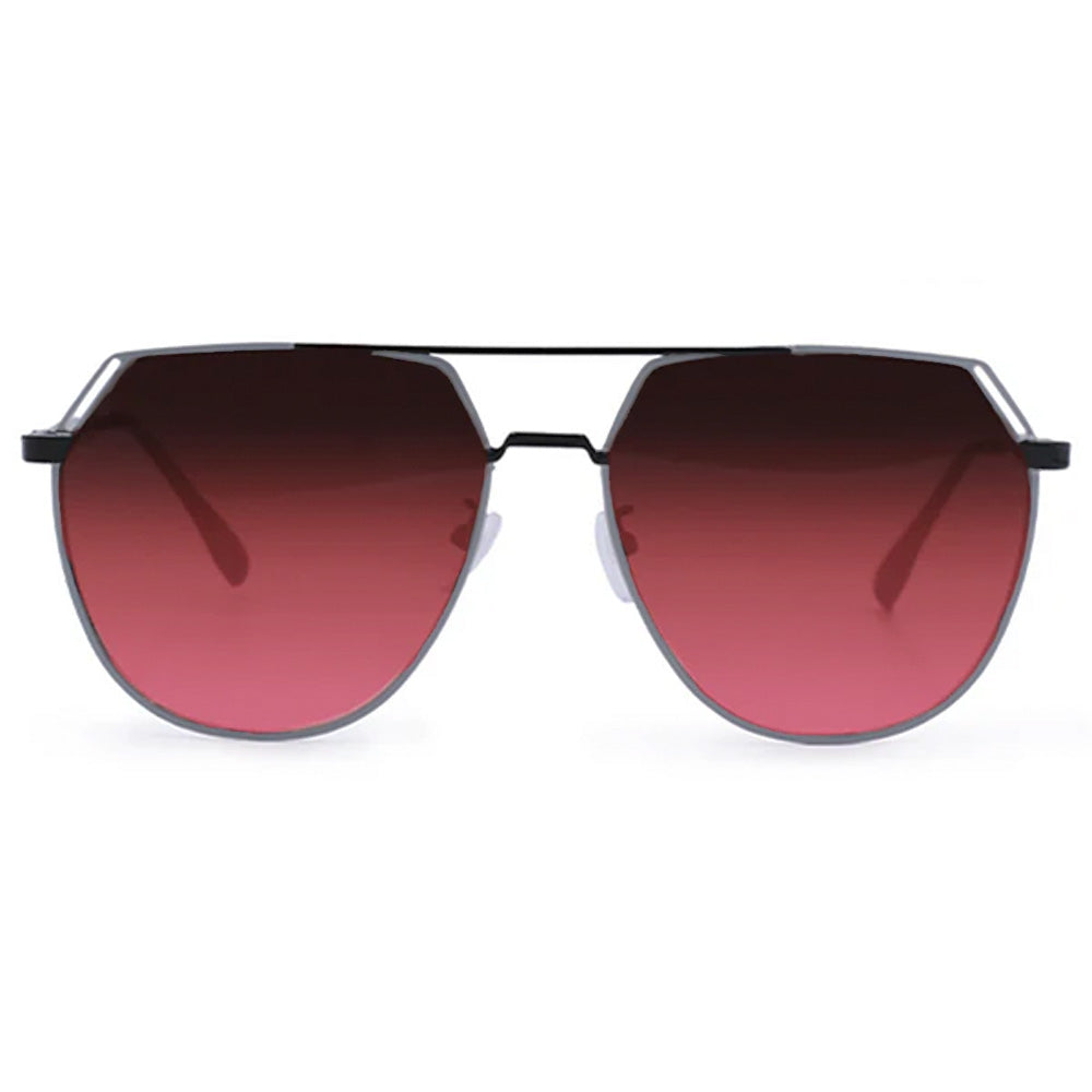 TopFoxx Farrah Black Frame Ruby Lens Square Aviator Sunglasses