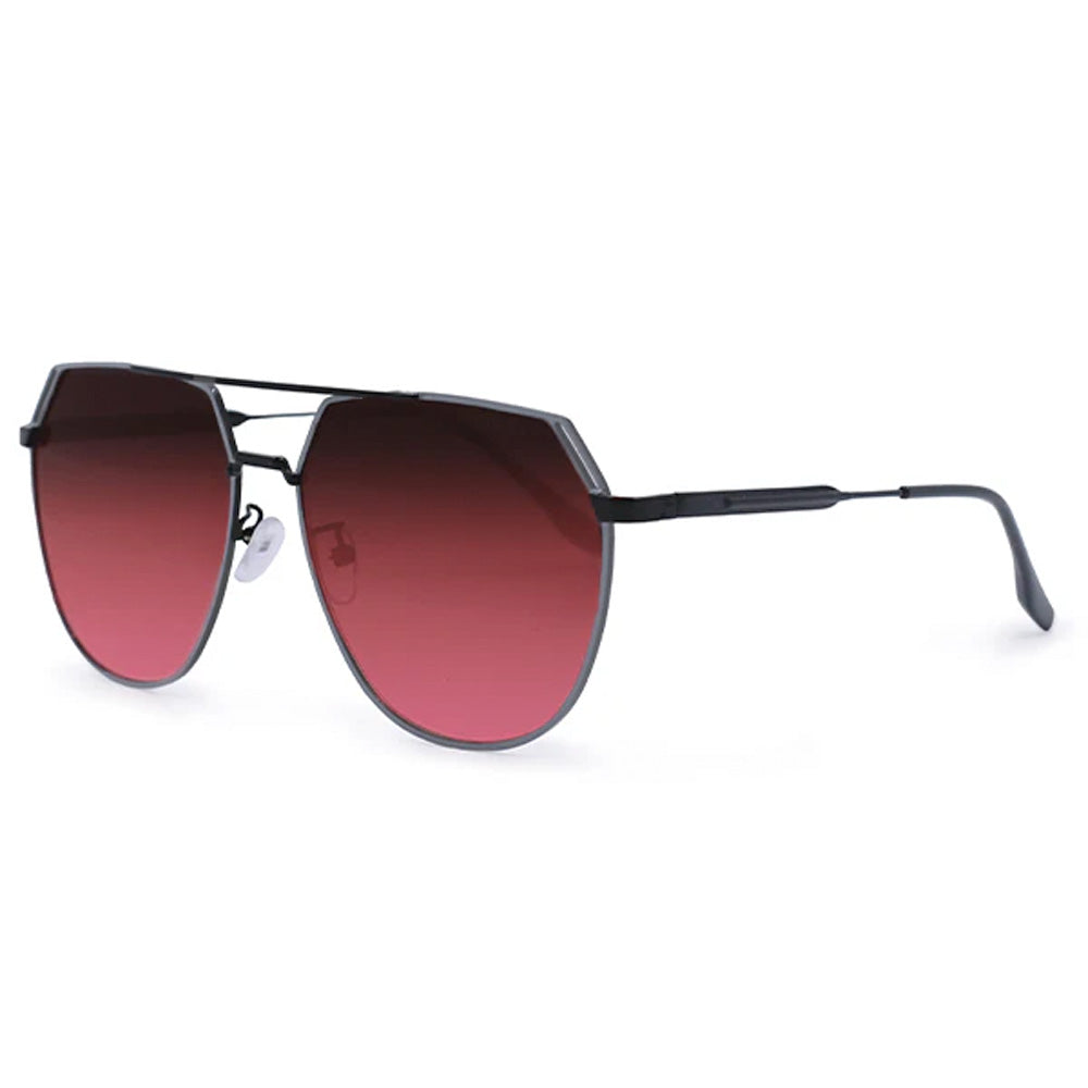 TopFoxx Farrah Black Frame Ruby Lens Square Aviator Sunglasses