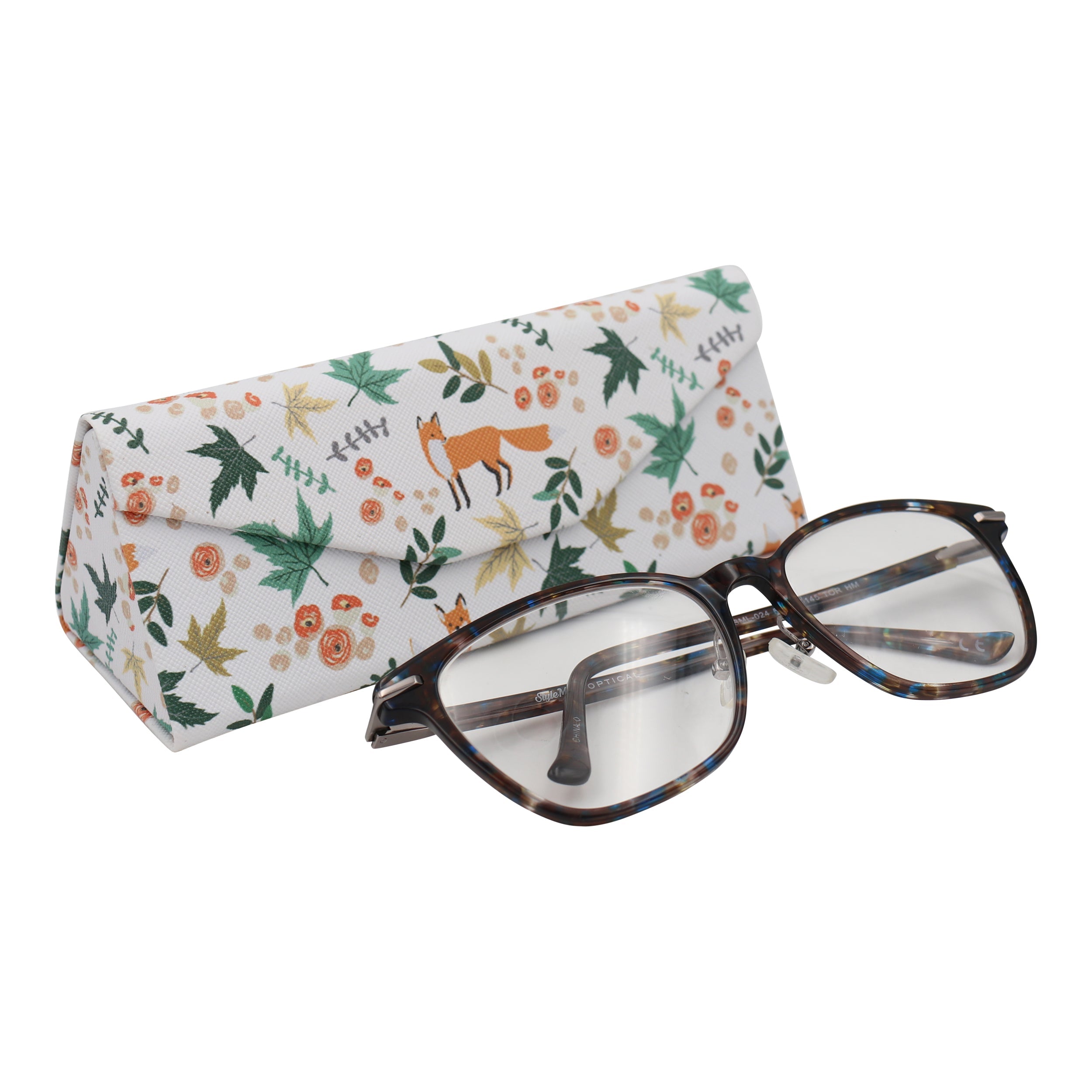Fox Print Vegan Leather Glasses Case