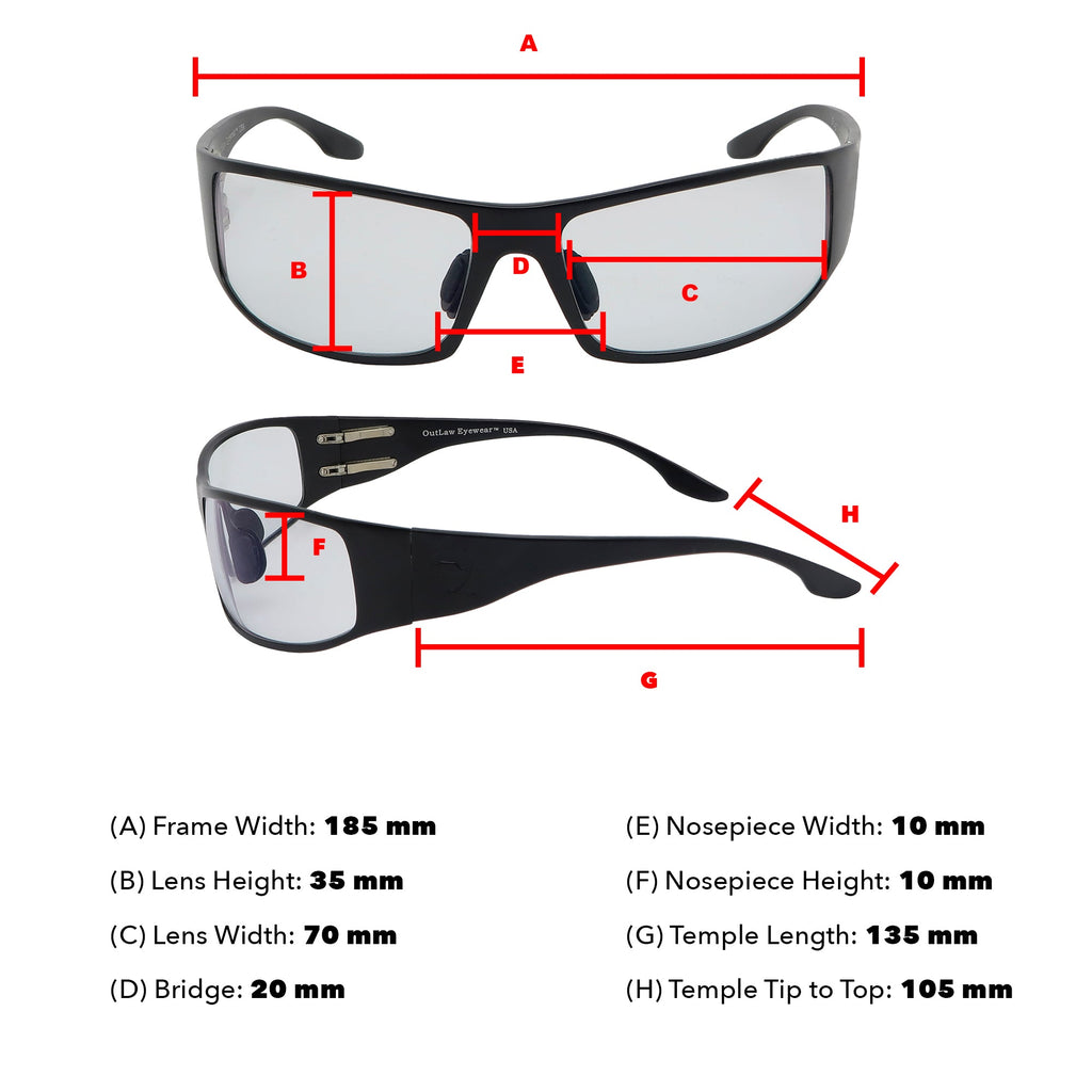OutLaw Eyewear Fugitive TAC military polarized sunglasses with black frame and gray lenses, featuring a rugged, tactical design.