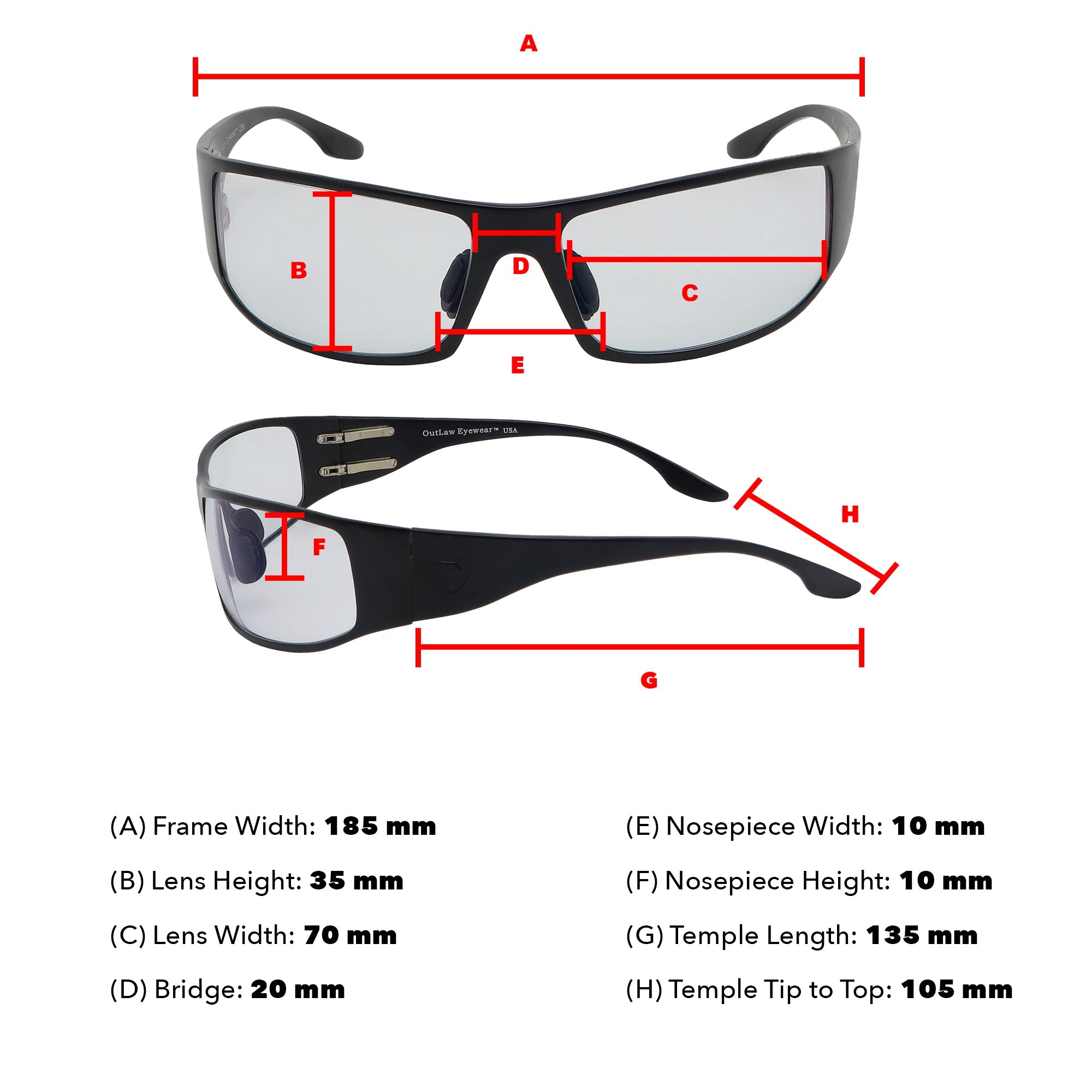 OutLaw Eyewear Fugitive TAC military polarized sunglasses with black frame and gray lenses, featuring a rugged, tactical design.