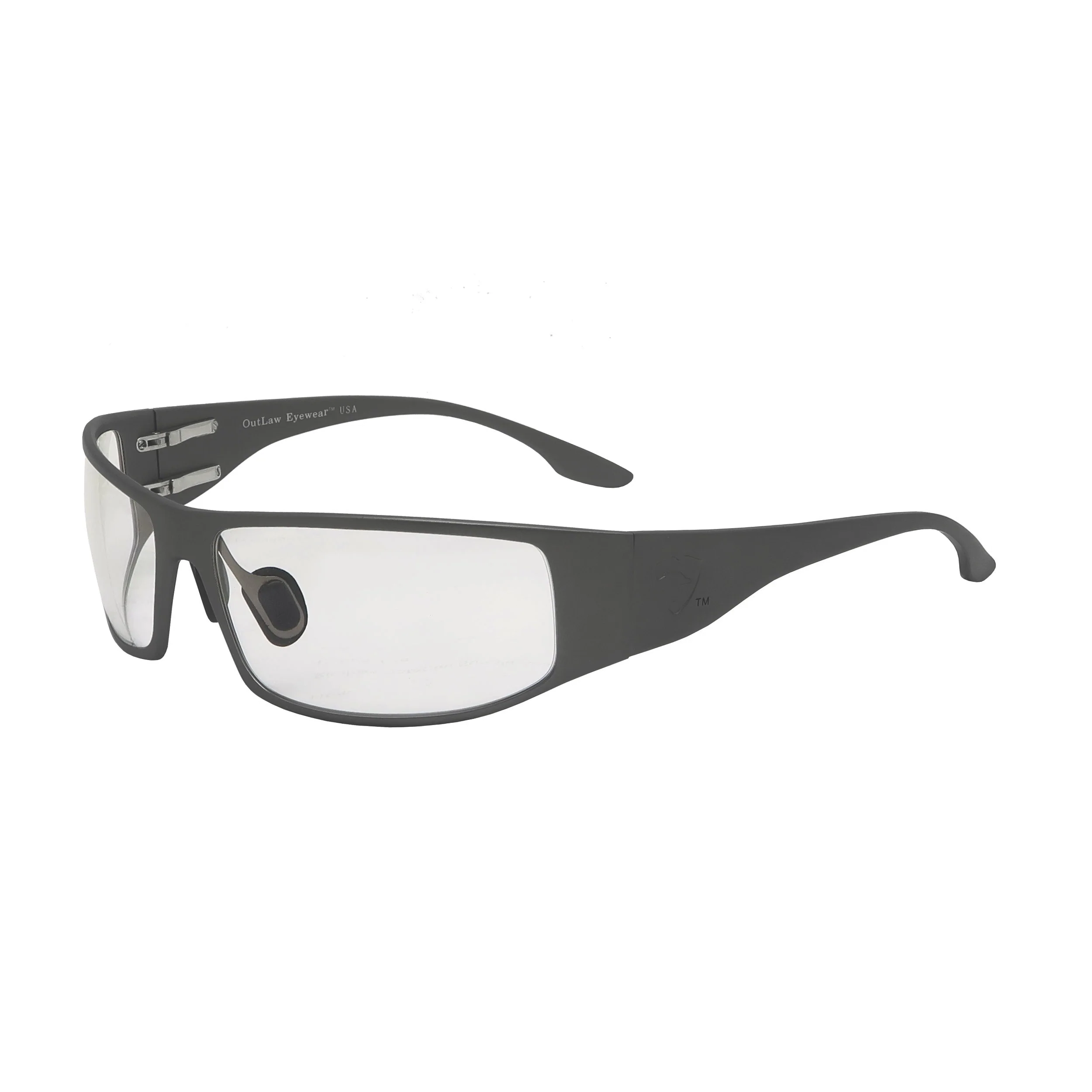 OutLaw Eyewear Fugitive TAC Sig Gray transition sunglasses with photochromatic lenses and sleek gray frame.