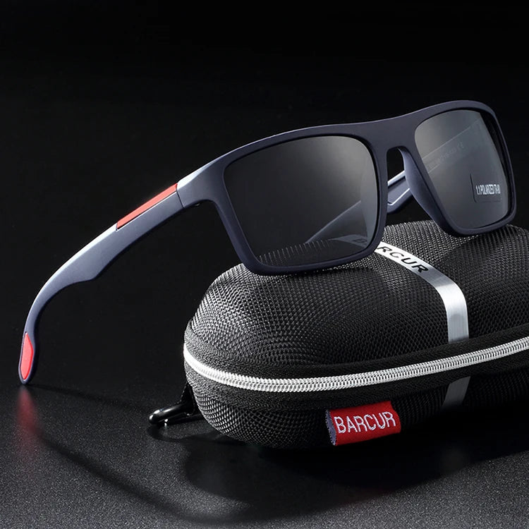Stevvex BARCUR TR90 ultralight polarized UV400 sunglasses with sleek black frame and mirrored lenses, outdoor accessory for sun protection