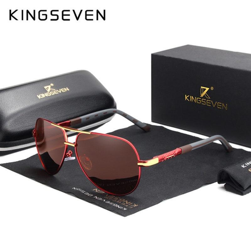 Stevvex luxury aluminum men's retro aviation polarized sunglasses with dark lenses and metal frame.