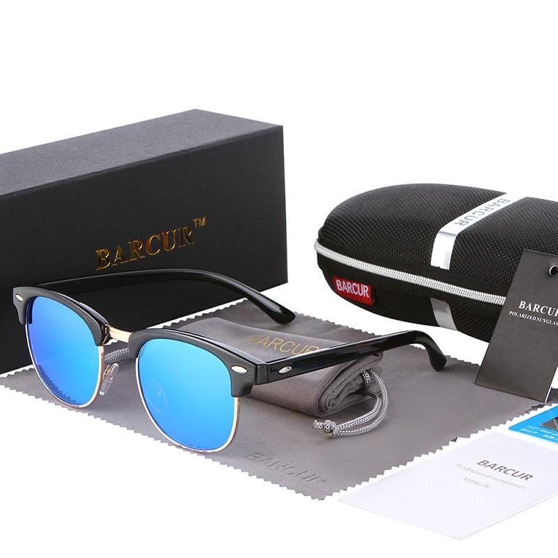 Stevvex Barcur polarized retro sunglasses with UV400 protection, featuring a stylish frame and dark tinted lenses.