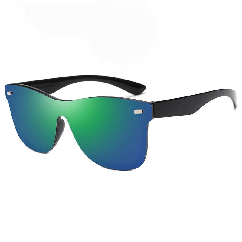 Unisex retro sunglasses with UV400 mirror flat lenses and black frame by Stevvex, designed for stylish sun protection.