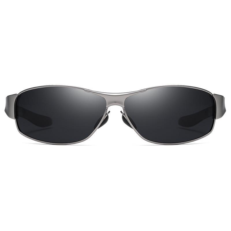 Stevvex luxury elegant polarized UV400 unisex sunglasses with sleek frame and dark tinted lenses.
