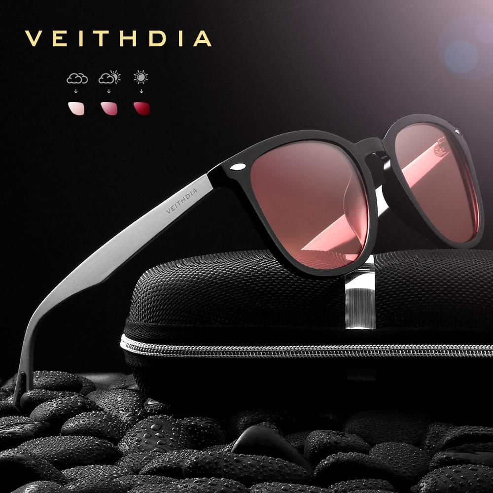 Stevvex luxury unisex aluminum and TR90 photochromic mirror sunglasses with sleek design and reflective lenses.