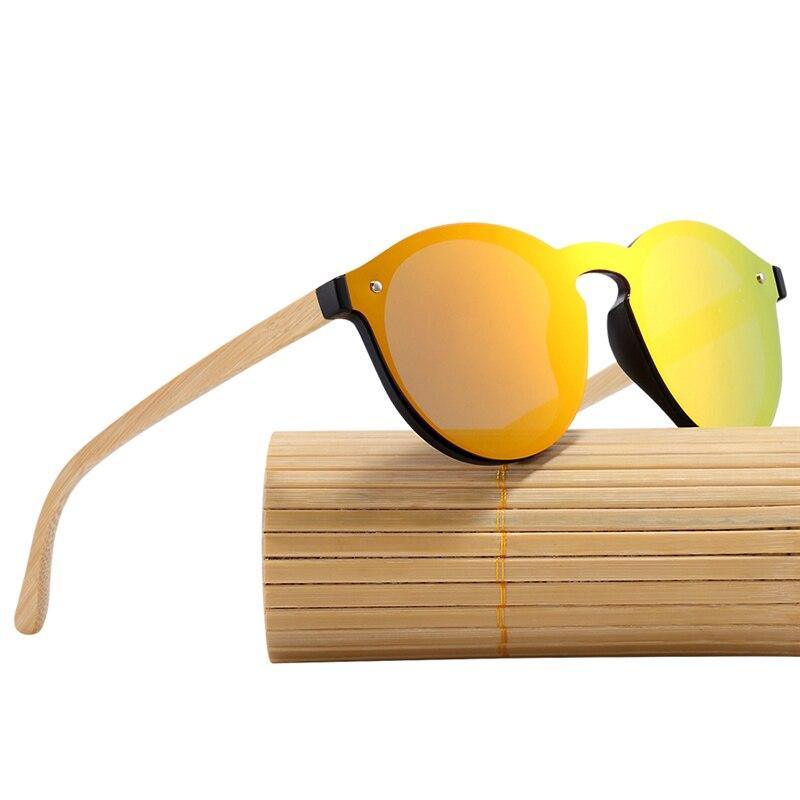 Stevvex luxury bamboo wood round sunglasses with UV400 protection, featuring natural wood grain and stylish round frames.
