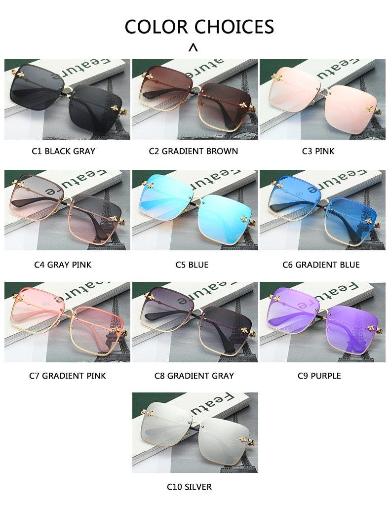 Stevvex Oversized Rimless Square Sunglasses – Bee Decor UV400