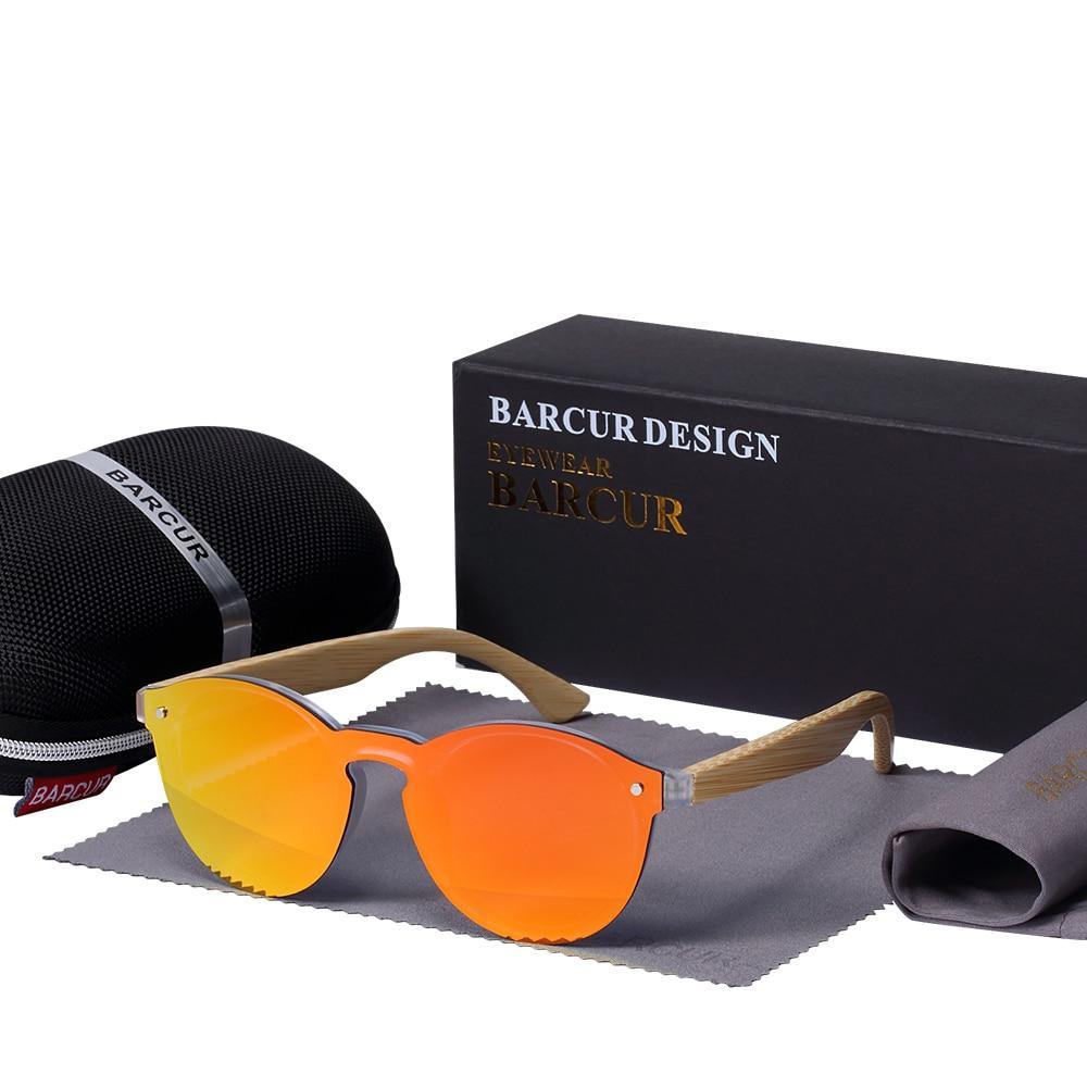 Stevvex luxury bamboo wood round sunglasses with UV400 protection, showcasing stylish natural wood frames and dark tinted lenses.