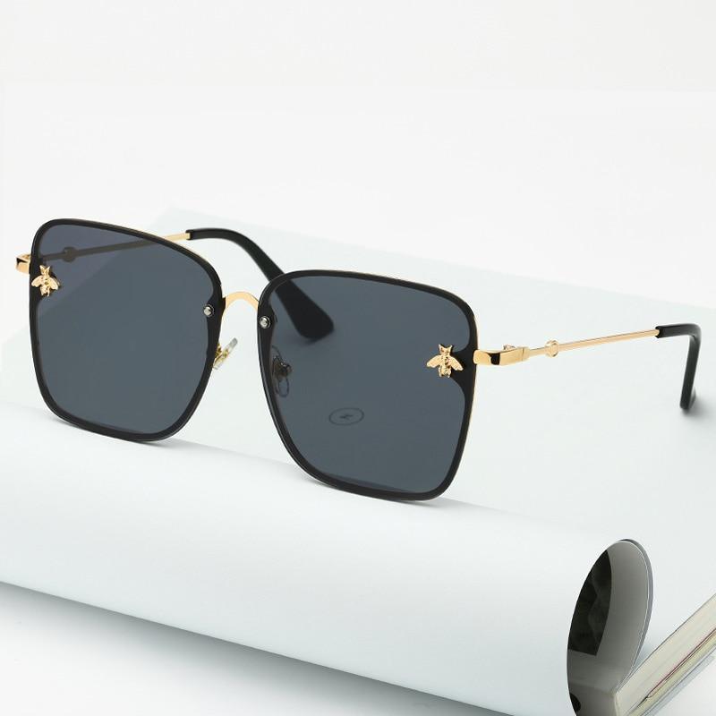 Stevvex Oversized Rimless Square Sunglasses – Bee Decor UV400