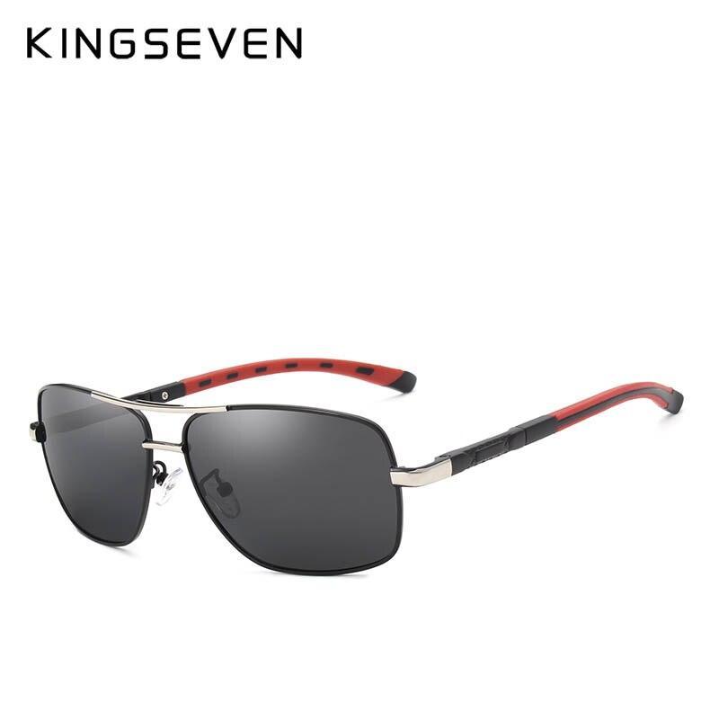 Stevvex Kingseven aluminum polarized mirror sunglasses with reflective lenses and sleek frame, designed for sun protection and style.