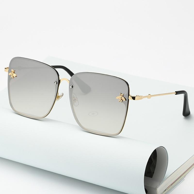 Stevvex Oversized Rimless Square Sunglasses – Bee Decor UV400