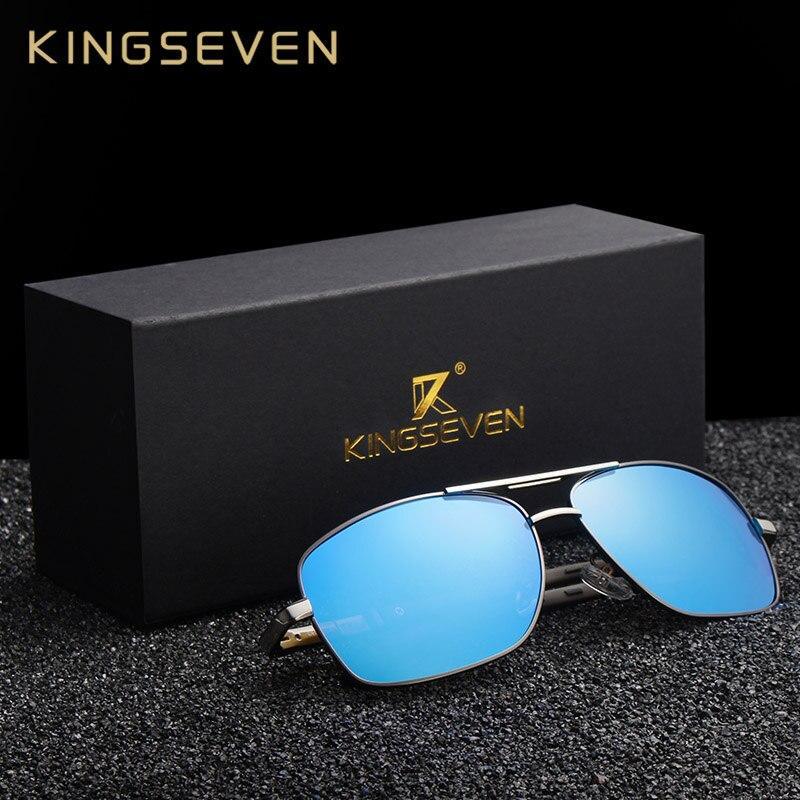 Kingseven Aluminum Polarized Mirror Sunglasses by Stevvex with reflective mirrored lenses and sleek frame design