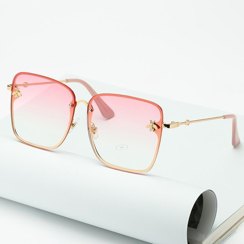 Stevvex Oversized Rimless Square Sunglasses – Bee Decor UV400