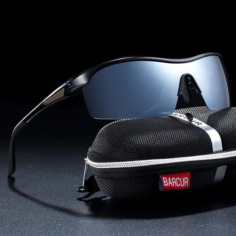 Stevvex unisex sports sunglasses with polarized lenses and UV400 protection, featuring a sleek aluminum frame.