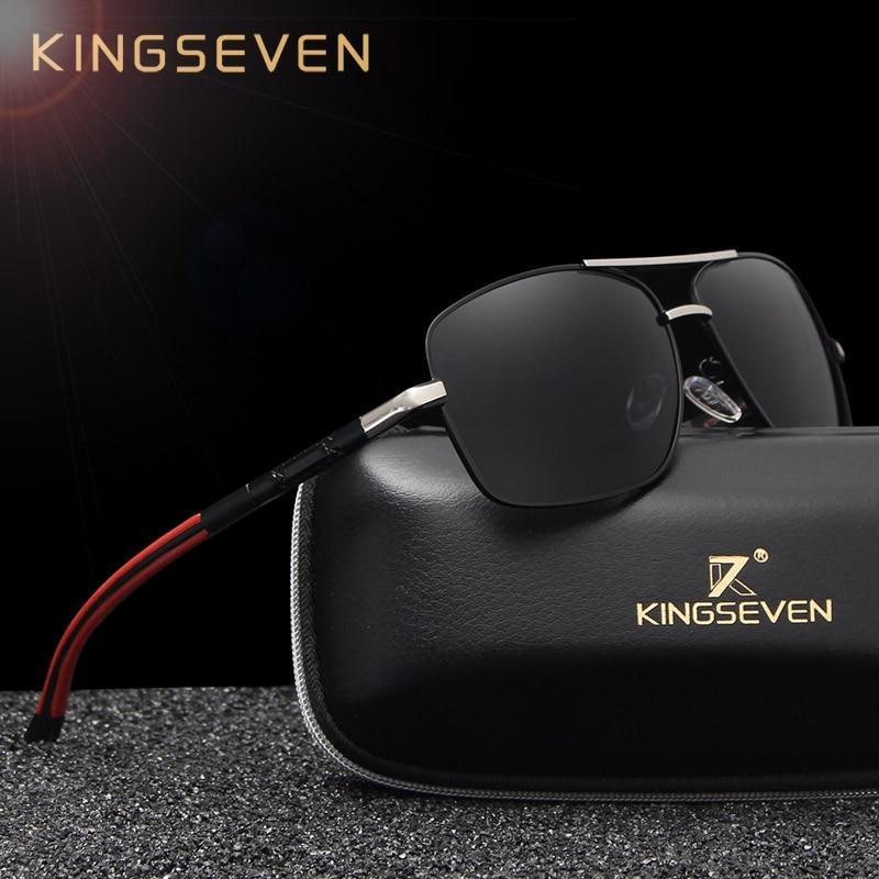 Stevvex Kingseven aluminum polarized mirror sunglasses with sleek frame and reflective lenses for stylish eye protection.
