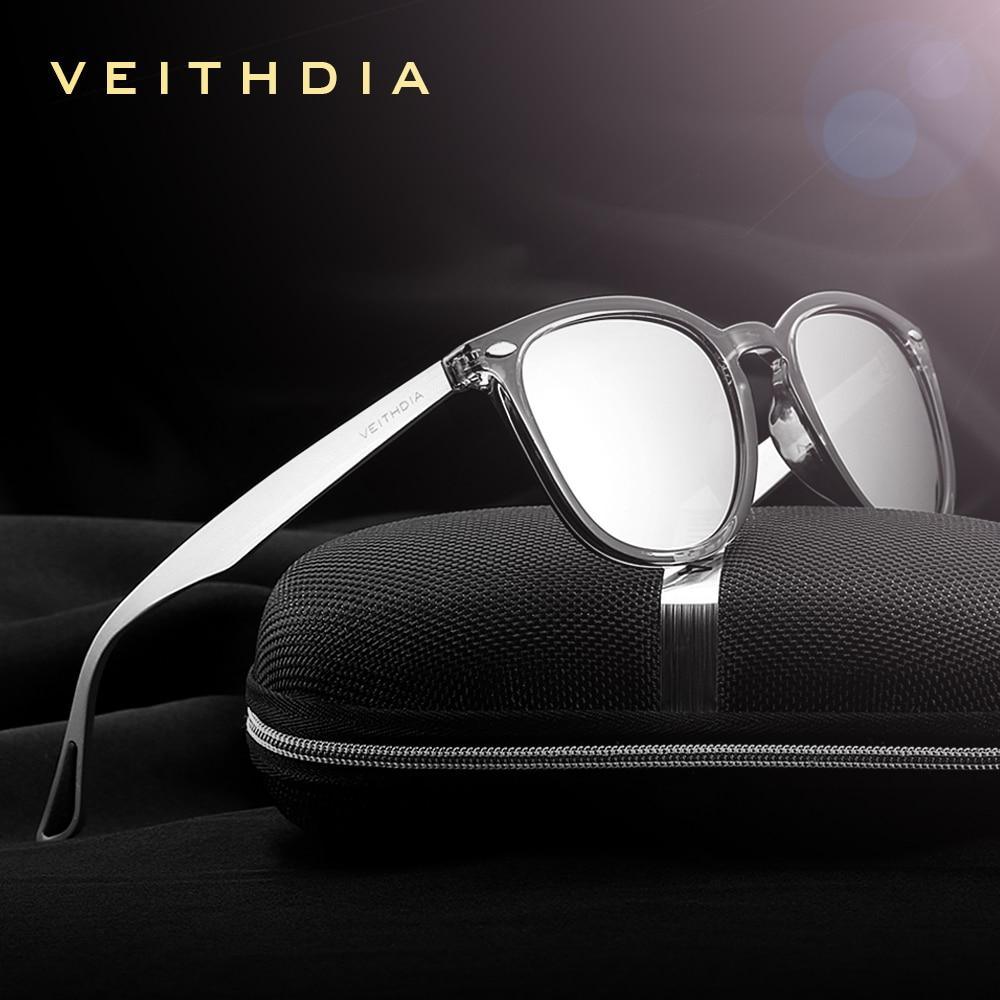 Luxury Stevvex unisex aluminum and TR90 photochromic mirror sunglasses with reflective lenses and sleek frame design.