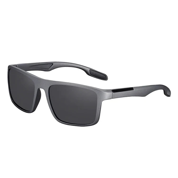 Stevvex BARCUR TR90 ultralight polarized UV400 sunglasses with sleek black frames and tinted lenses for sun protection.
