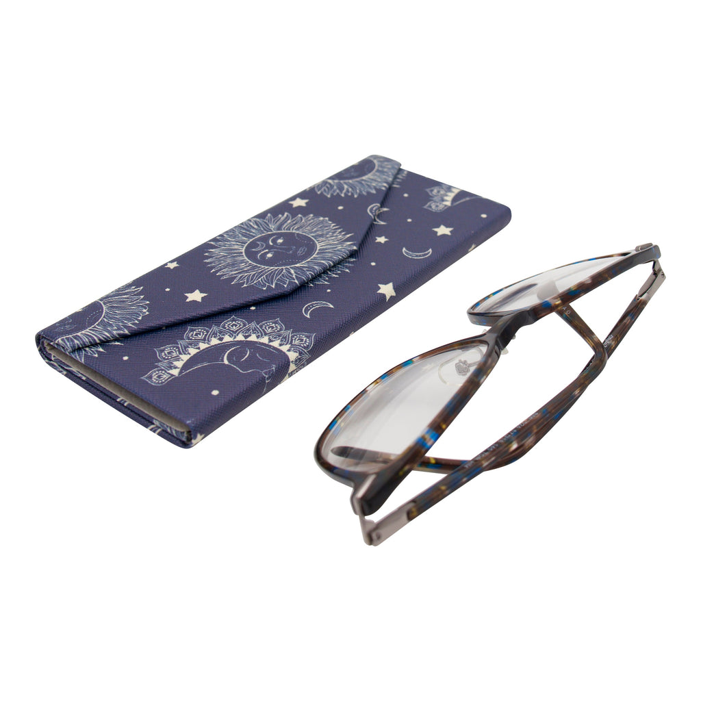 Sun Moon & Stars Print Vegan Leather Glasses Case