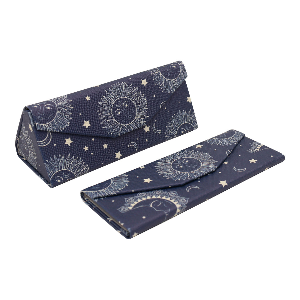 Sun Moon & Stars Print Vegan Leather Glasses Case