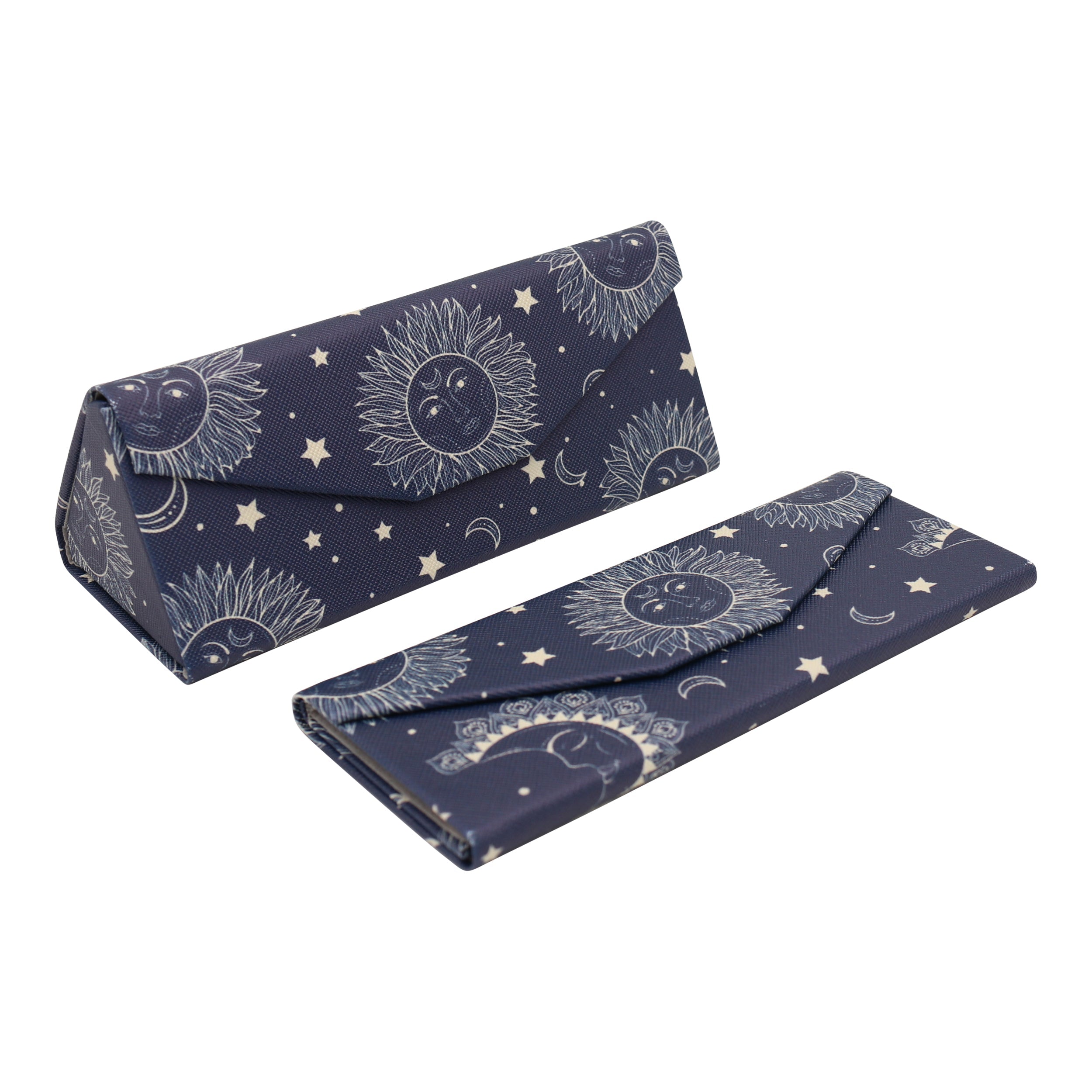 Sun Moon & Stars Print Vegan Leather Glasses Case