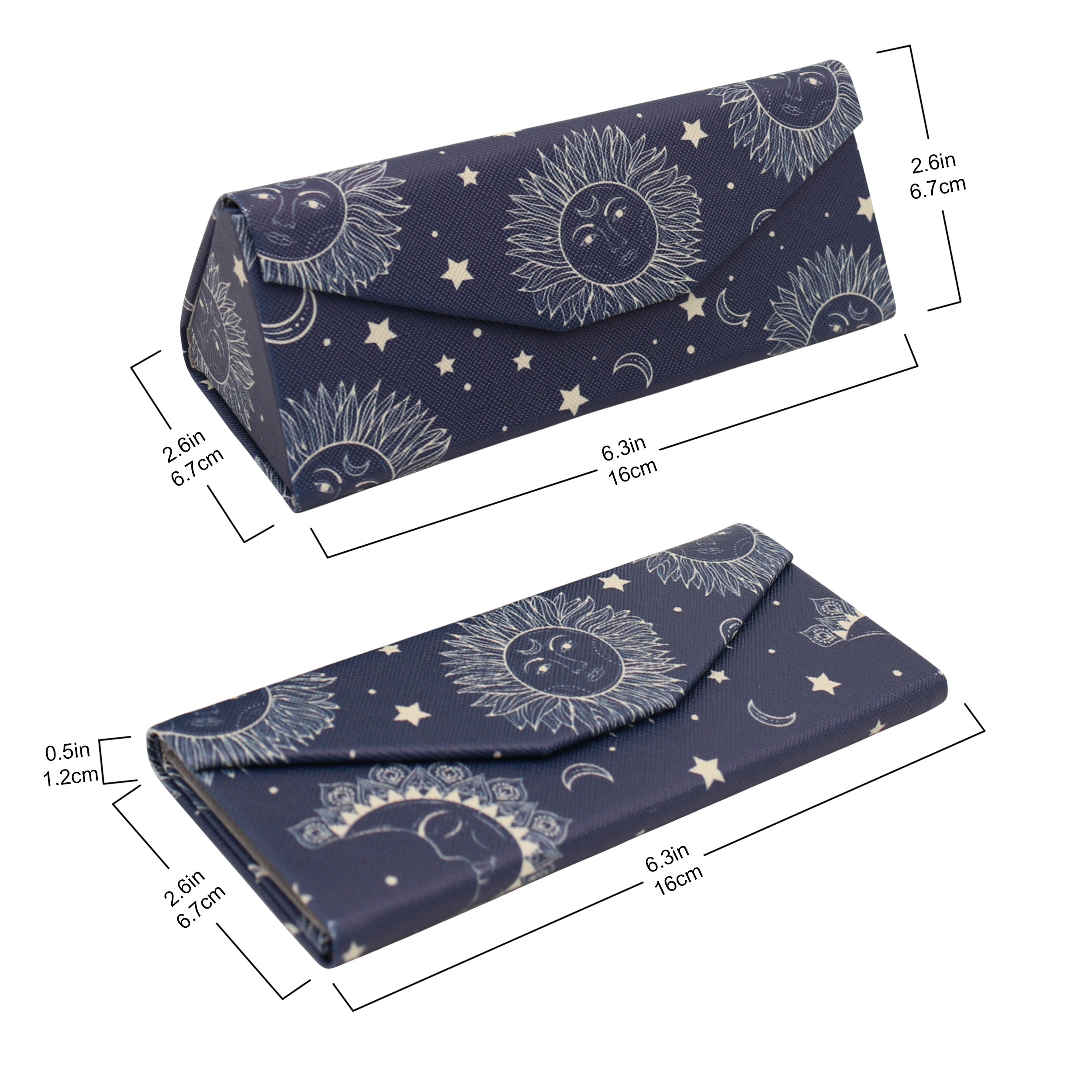 Sun Moon & Stars Print Vegan Leather Glasses Case