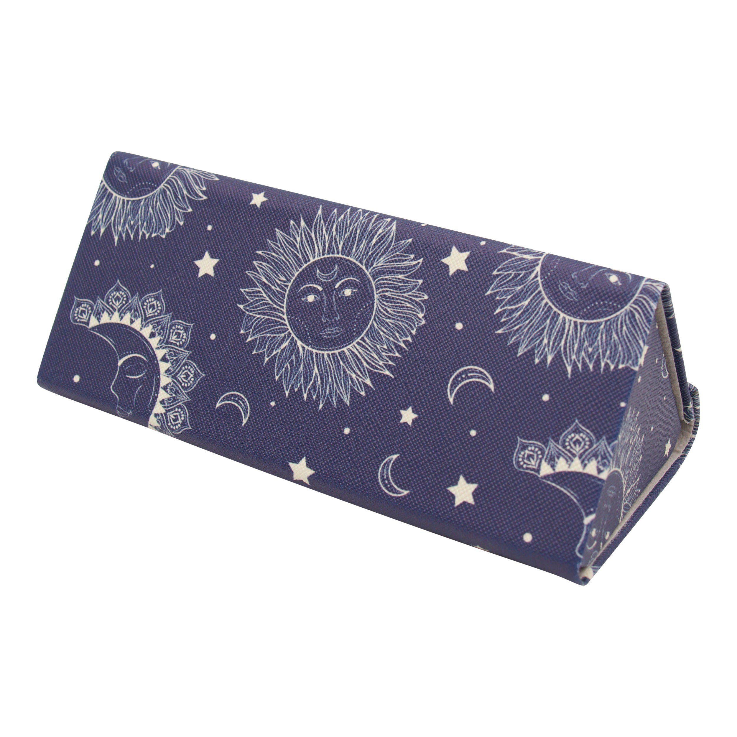 Sun Moon & Stars Print Vegan Leather Glasses Case