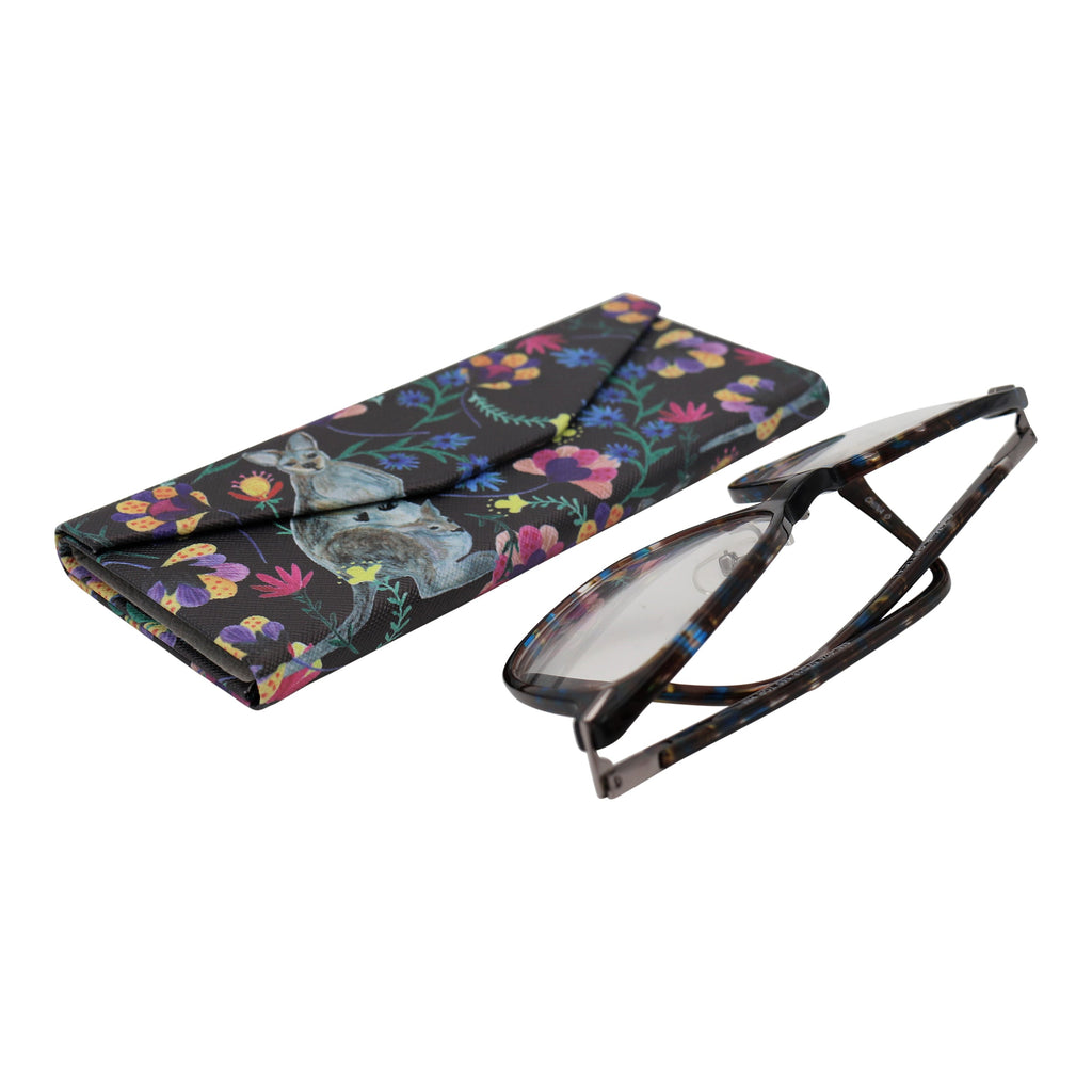 Kangaroo Print Vegan Leather Glasses Case