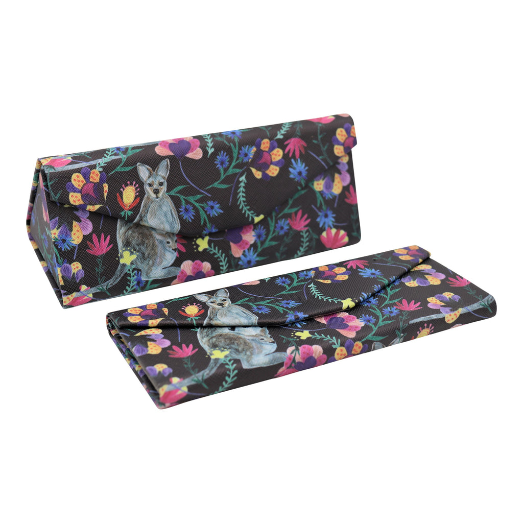 Kangaroo Print Vegan Leather Glasses Case