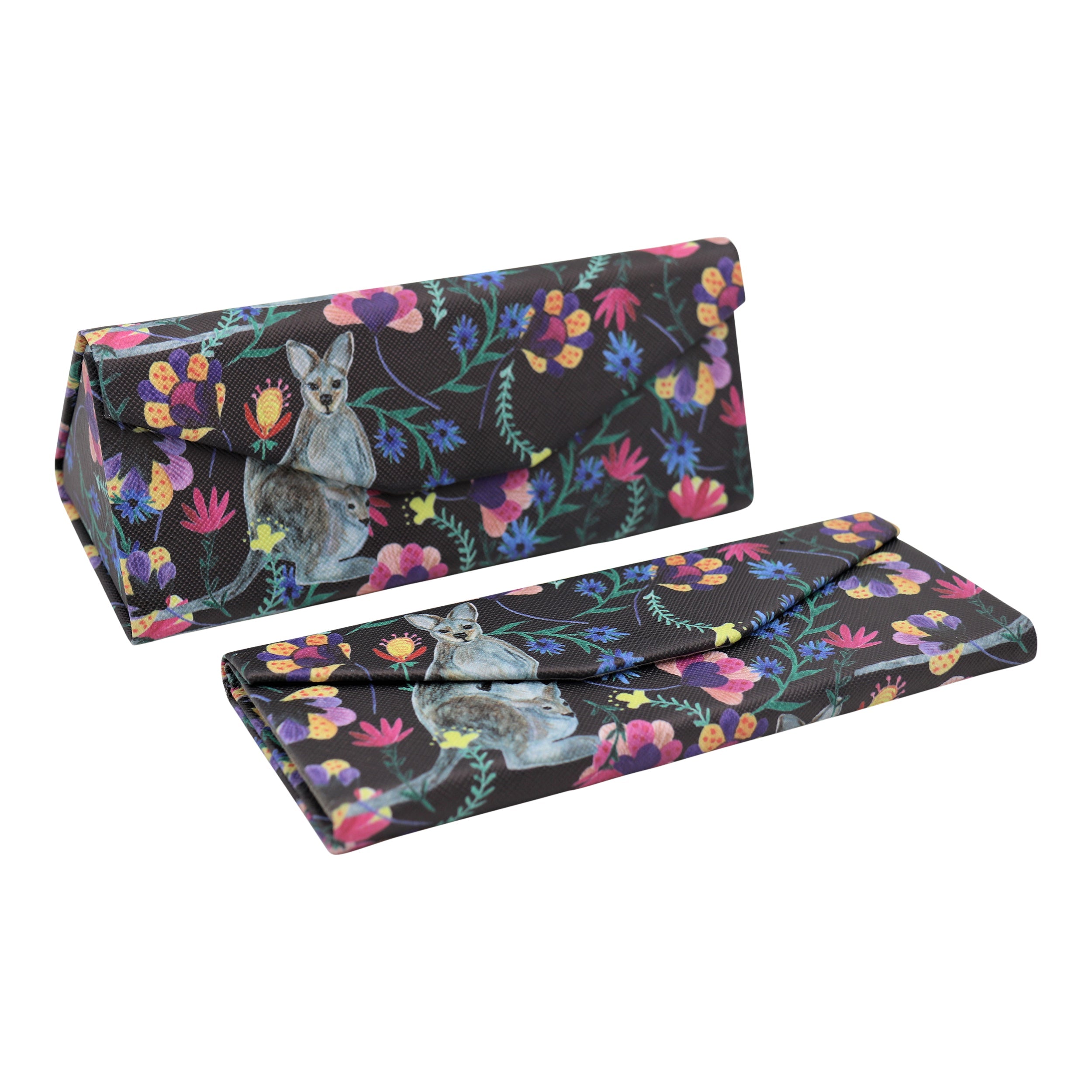Kangaroo Print Vegan Leather Glasses Case