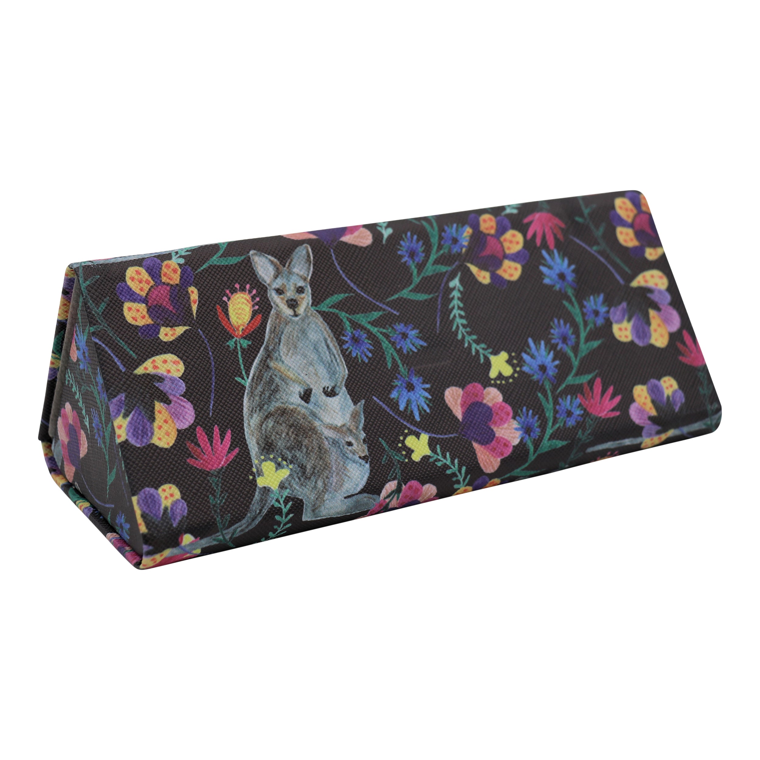 Kangaroo Print Vegan Leather Glasses Case