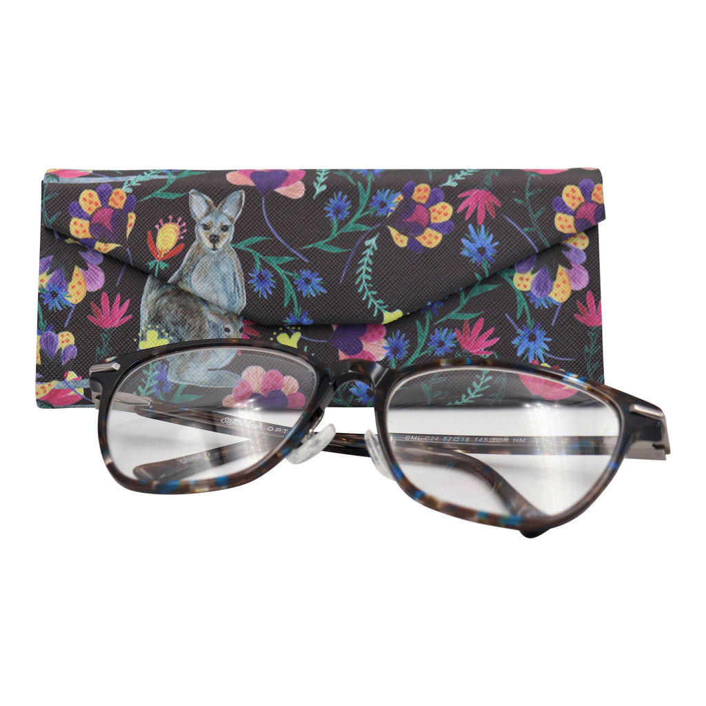 Kangaroo Print Vegan Leather Glasses Case
