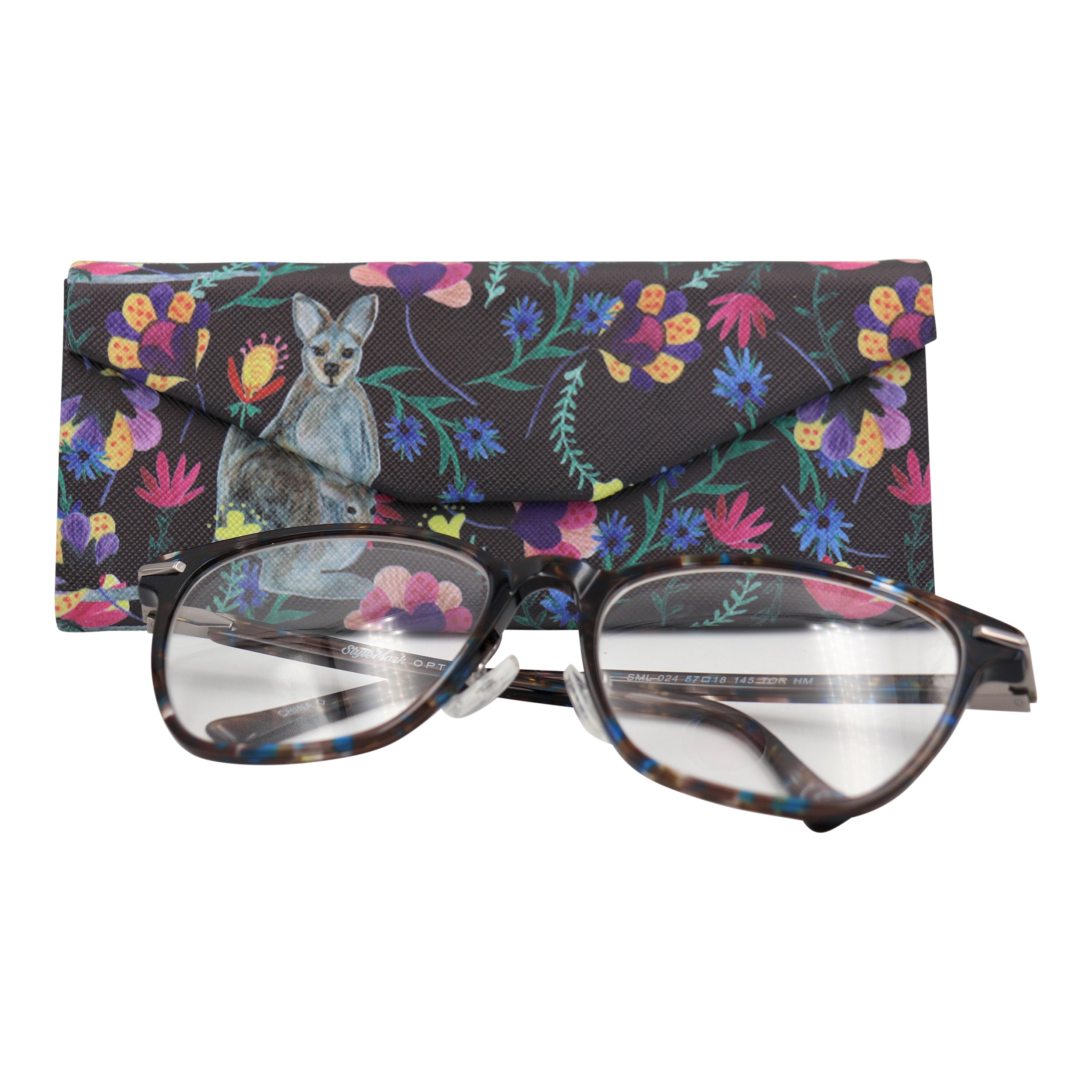 Kangaroo Print Vegan Leather Glasses Case
