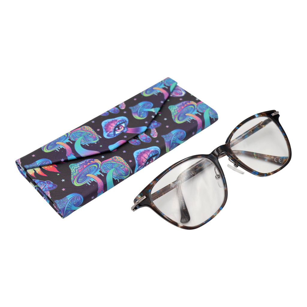 Mushroom Print Vegan Leather Glasses Case