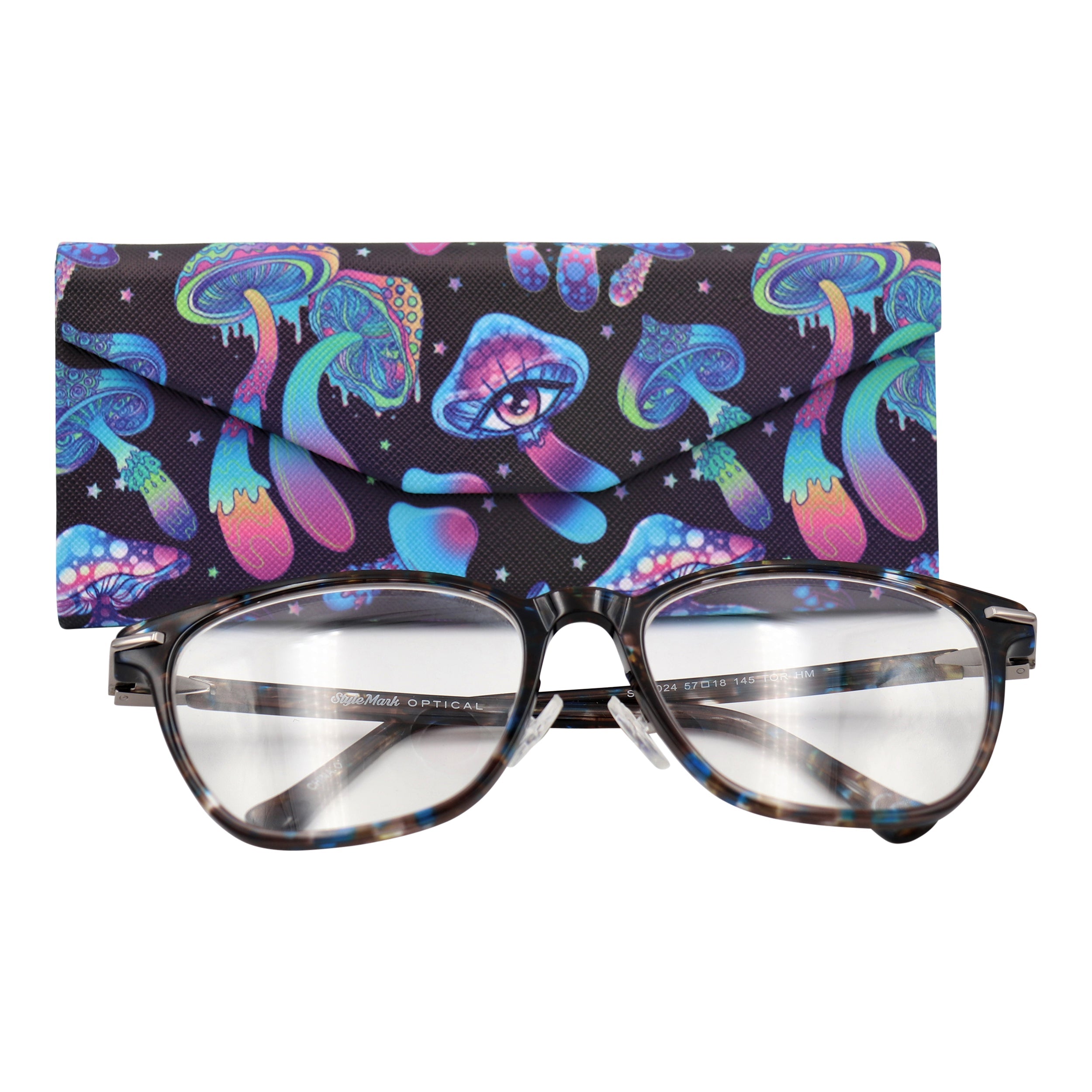 Mushroom Print Vegan Leather Glasses Case