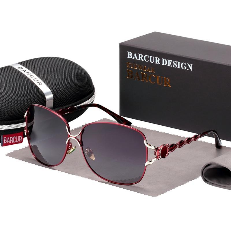 Elegant polarized luxury women's sunglasses by Stevvex with sleek frames and tinted lenses captured in the image.