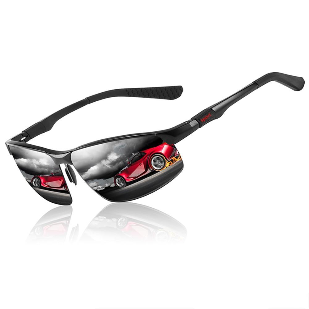 Stevvex sports aluminum polarized UV400 sunglasses with sleek frame and tinted lenses, ideal for outdoor activities.