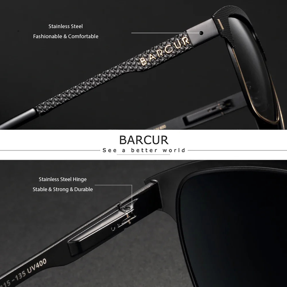 BARCUR Polarized Square Sunglasses – UV400 Men's