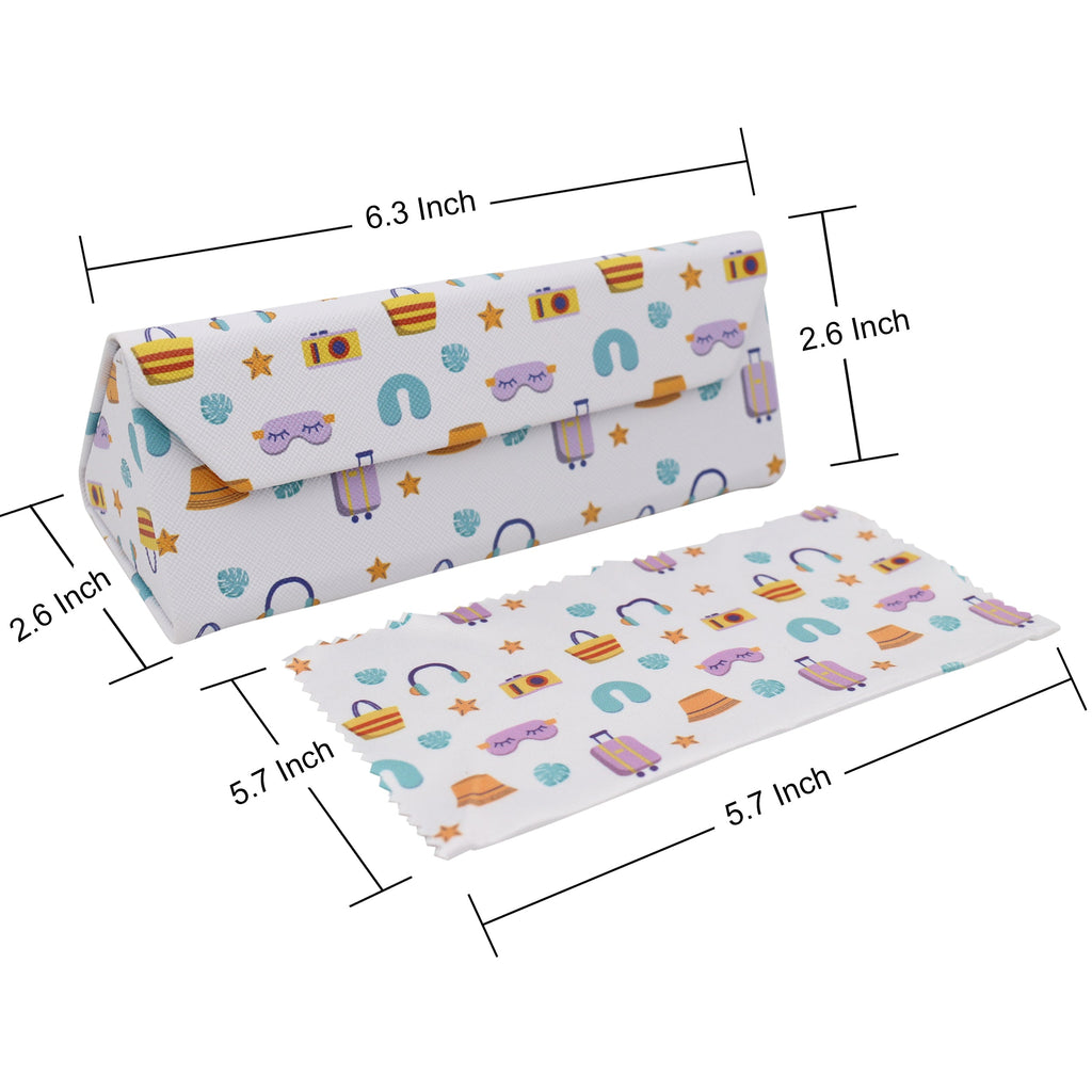 Travel & Trip Print Vegan Leather Glasses Case