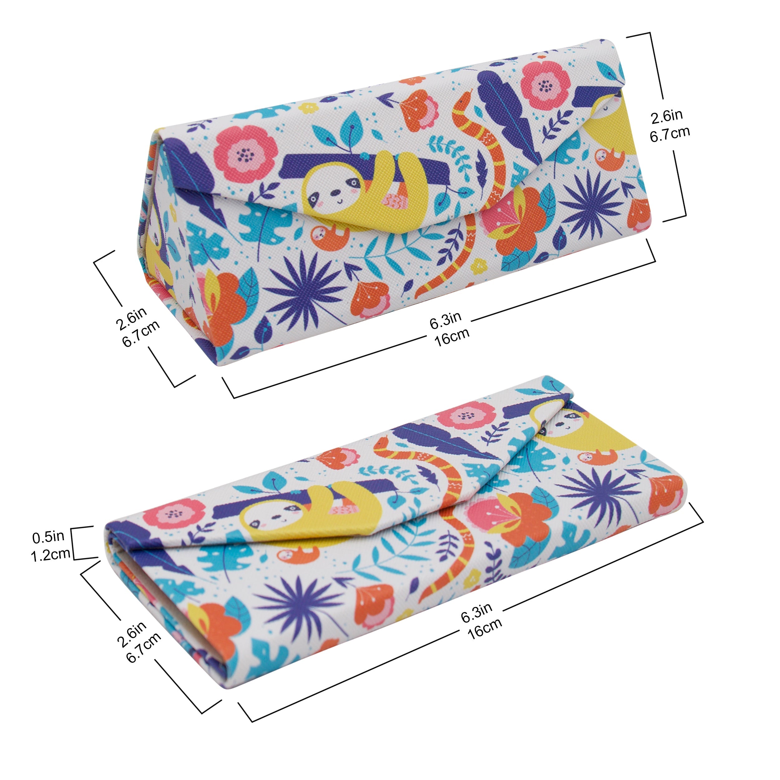 Jungle Sloth Print Vegan Leather Glasses Case