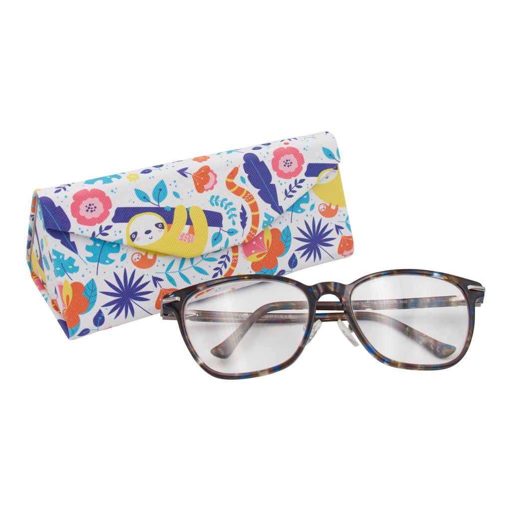 Jungle Sloth Print Vegan Leather Glasses Case