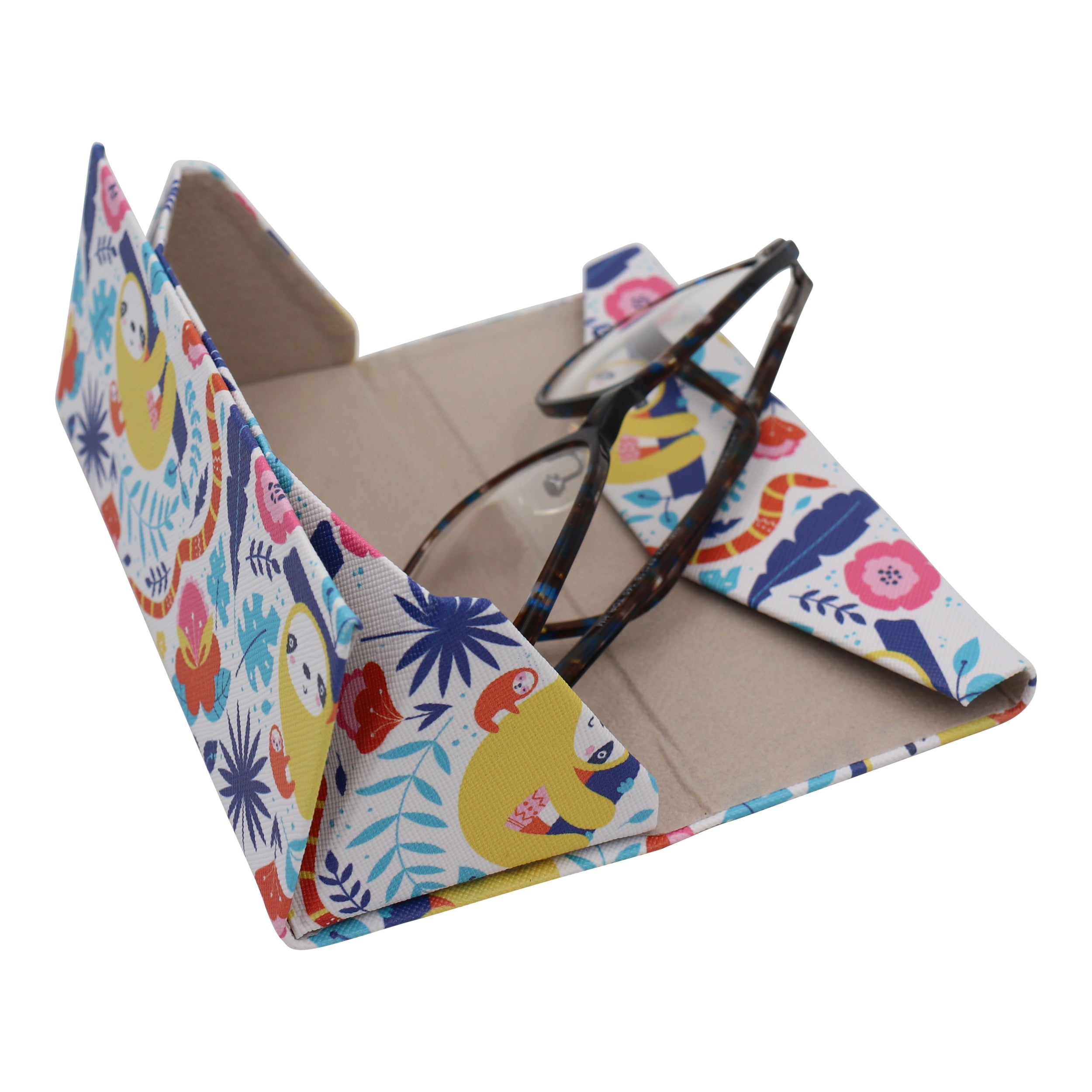 Jungle Sloth Print Vegan Leather Glasses Case