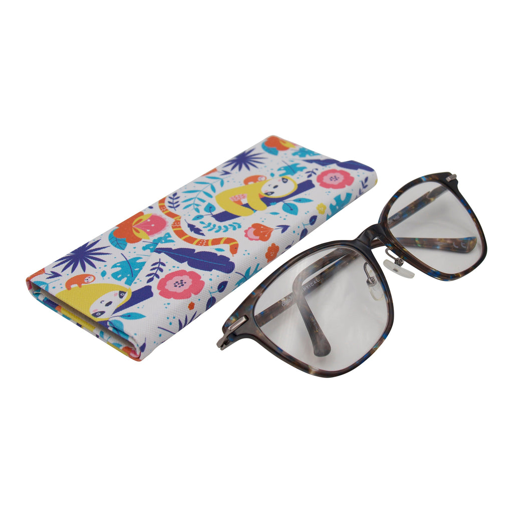 Jungle Sloth Print Vegan Leather Glasses Case