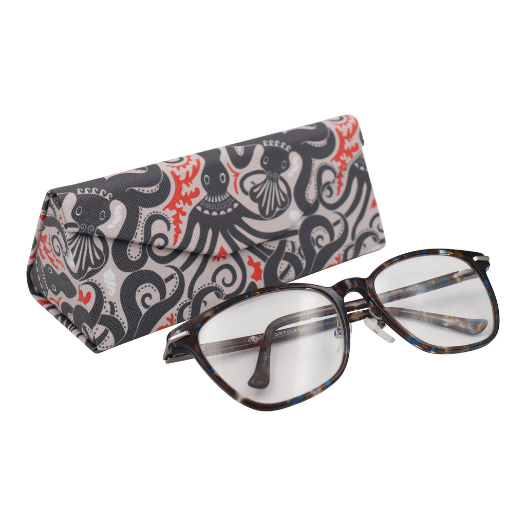 Octopus Print Vegan Leather Glasses Case