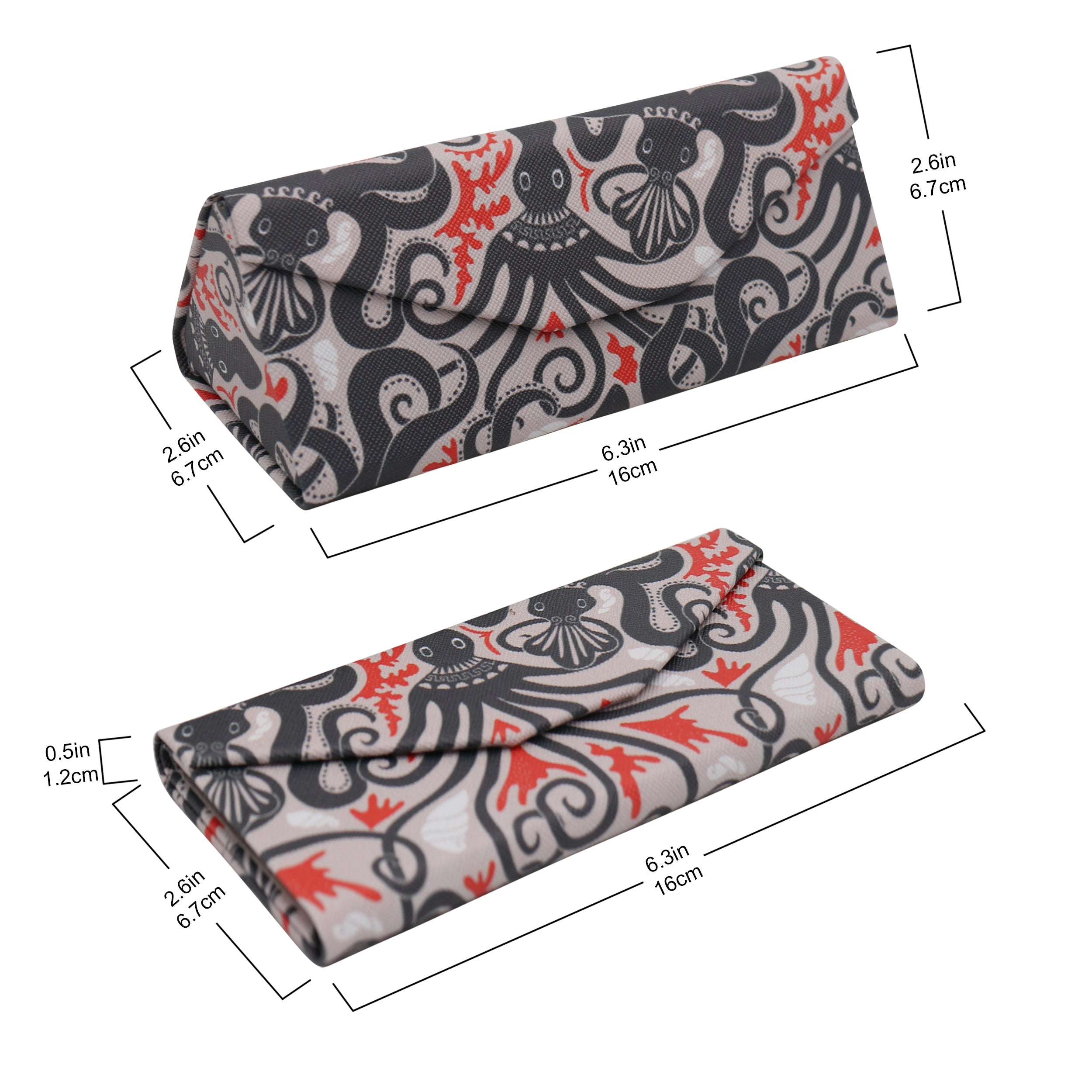 Octopus Print Vegan Leather Glasses Case